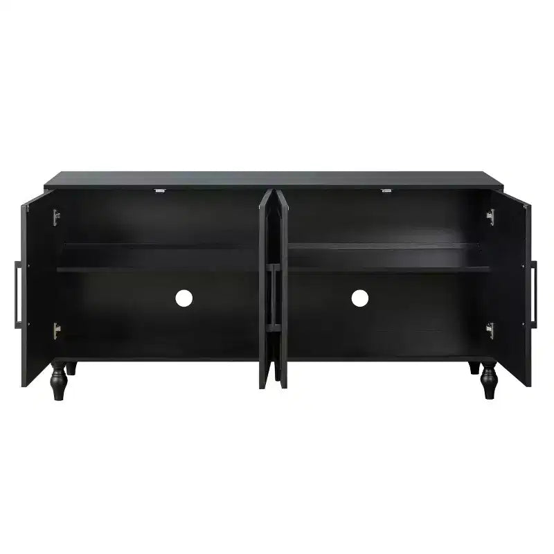 Credenza a Buffet, Mobiletto in Legno con Anta Scolpita a Fiori, Maniglia in Metallo, Credenza Autoportante
