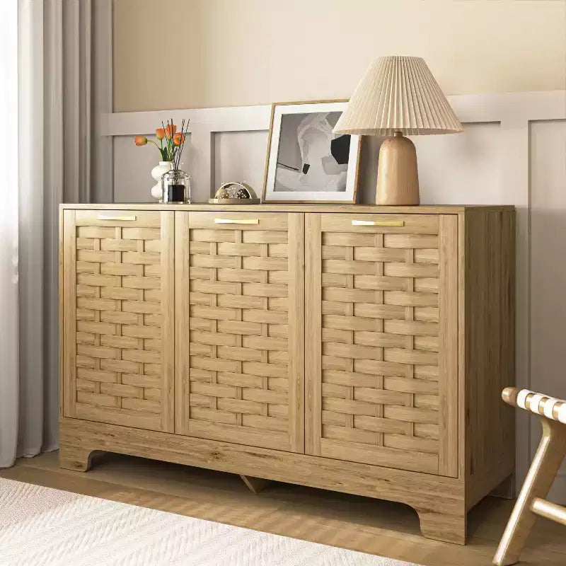 Storage Cabinet with 3 Doors and Adjustable Shelf, Sideboard Buffet Cabinet for Dining Room, Living Room, Entryway - Panipeachy