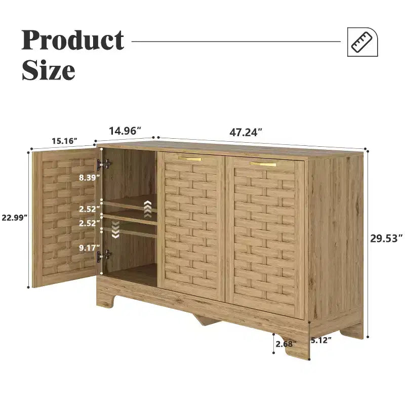 Mobile Contenitore con 3 Ante e Ripiano Regolabile, Credenza per Sala da Pranzo, Soggiorno, Ingresso - Panipeachy