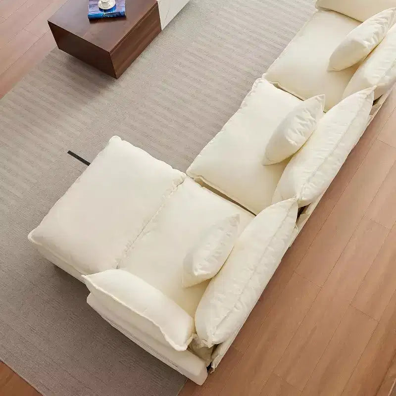 Acekool Divano Sezionale a L Oversize, Divano Modulare a 3 Posti in Ciniglia con Seduta Profonda e Pouf, Comodo Divano Convertibile per Soggiorno