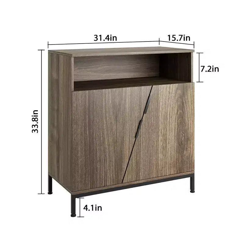 Madia credenza, credenza buffet in legno Morden, mobile contenitore con anta obliqua e ripiani regolabili marrone