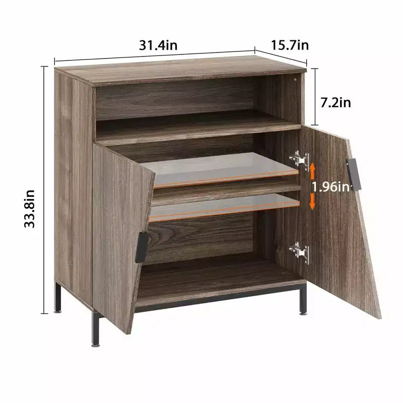 Madia credenza, credenza buffet in legno Morden, mobile contenitore con anta obliqua e ripiani regolabili marrone