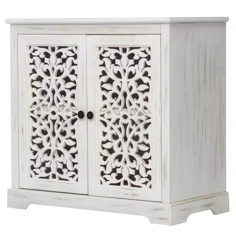 Credenza antica con ante intagliate, mobile buffet con finitura anticata - Panipeachy