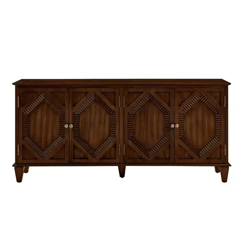 Credenza a buffet moderna di metà secolo 65, grande mobile console con ante geometriche e ripiano regolabile - Panipeachy