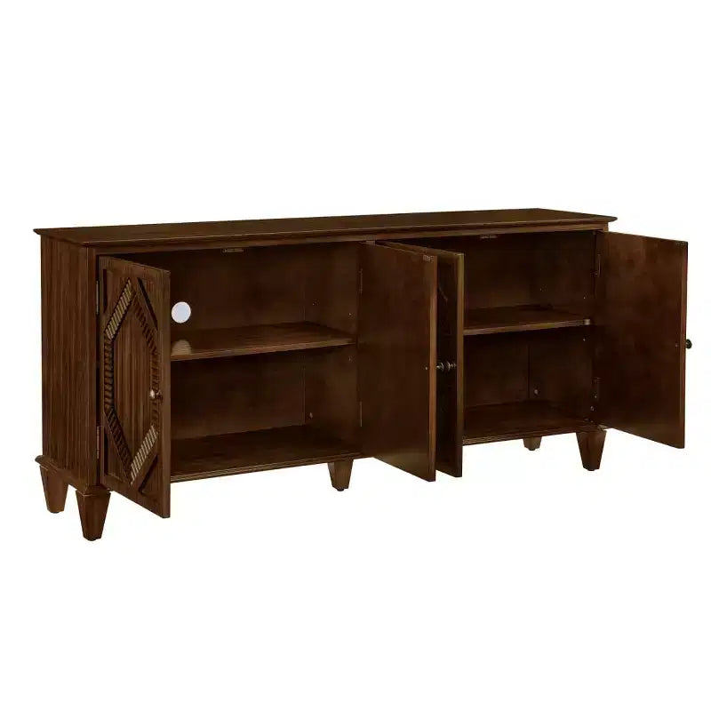Credenza a buffet moderna di metà secolo 65, grande mobile console con ante geometriche e ripiano regolabile - Panipeachy