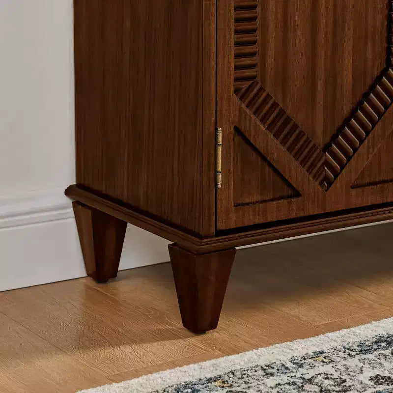 Credenza a buffet moderna di metà secolo 65, grande mobile console con ante geometriche e ripiano regolabile - Panipeachy