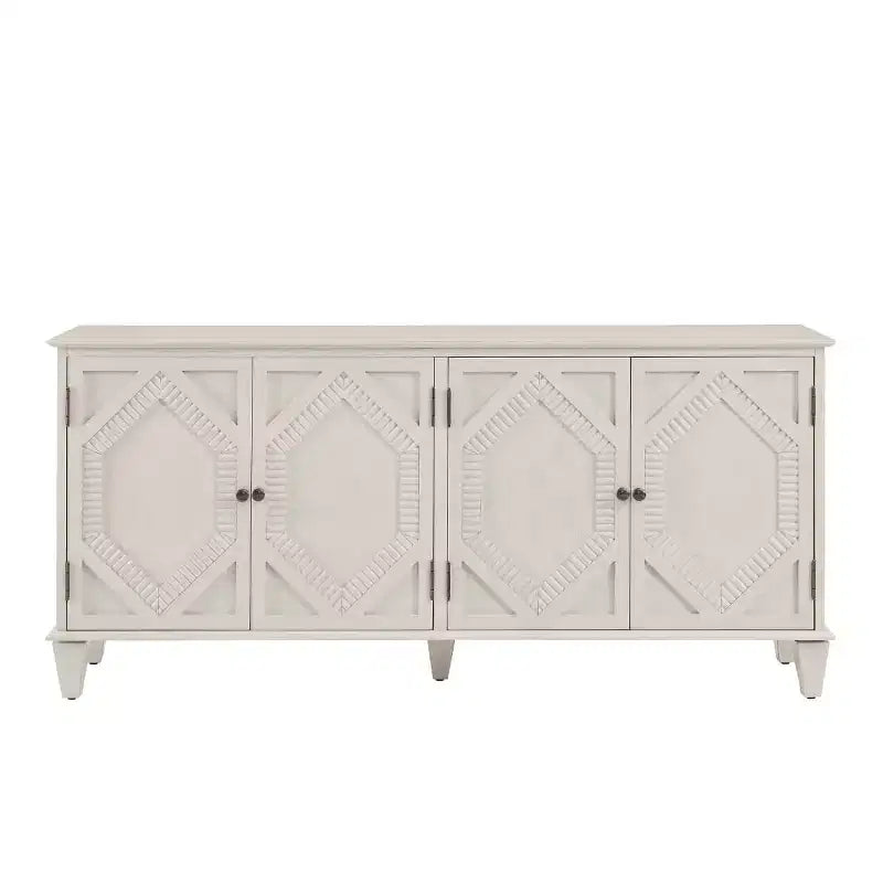 Credenza a buffet moderna di metà secolo 65, grande mobile console con ante geometriche e ripiano regolabile - Panipeachy