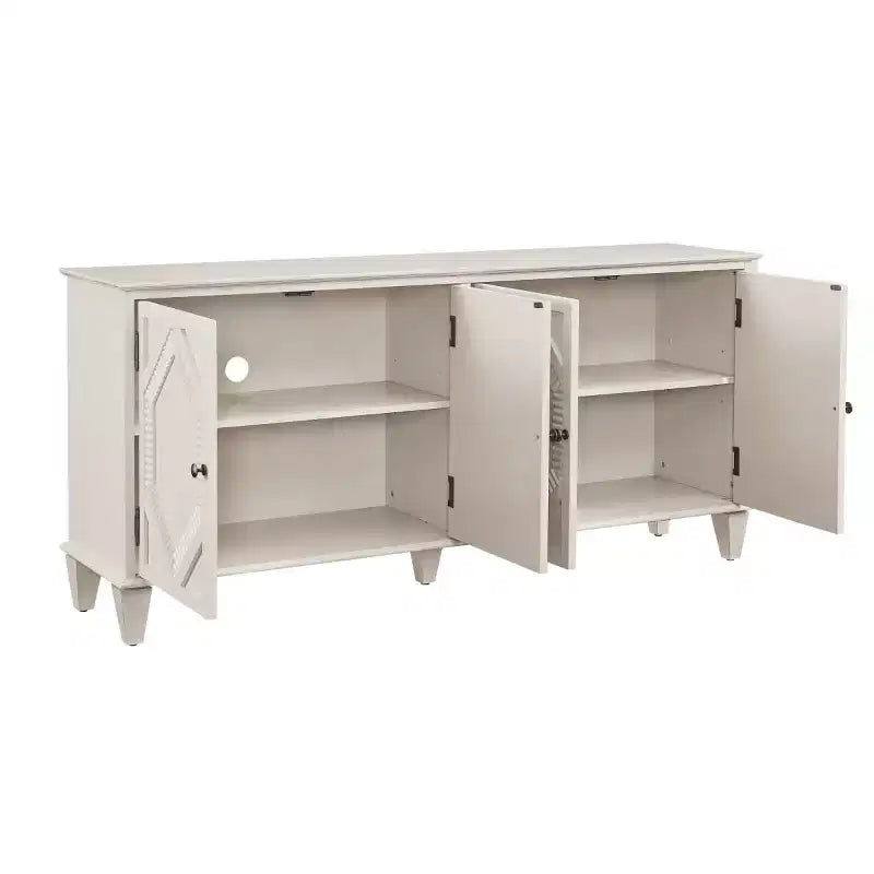 Credenza a buffet moderna di metà secolo 65, grande mobile console con ante geometriche e ripiano regolabile - Panipeachy