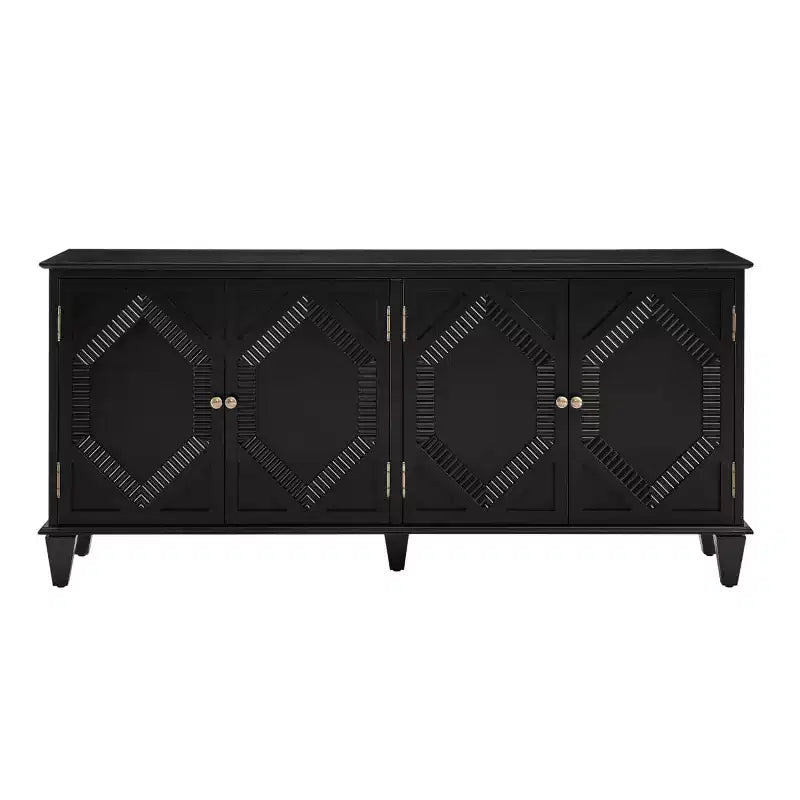 Credenza a buffet moderna di metà secolo 65, grande mobile console con ante geometriche e ripiano regolabile - Panipeachy