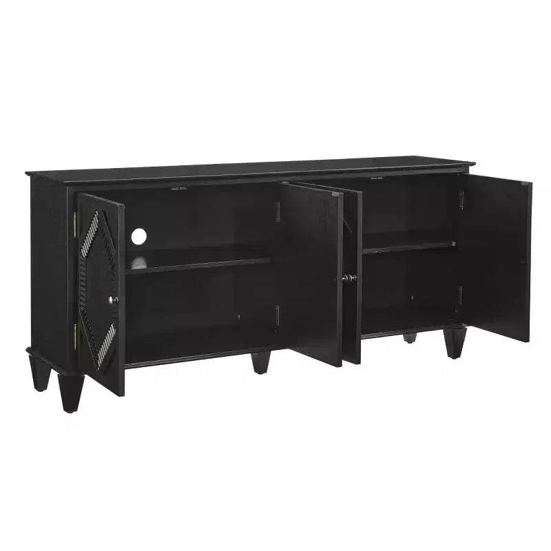 Credenza a buffet moderna di metà secolo 65, grande mobile console con ante geometriche e ripiano regolabile - Panipeachy