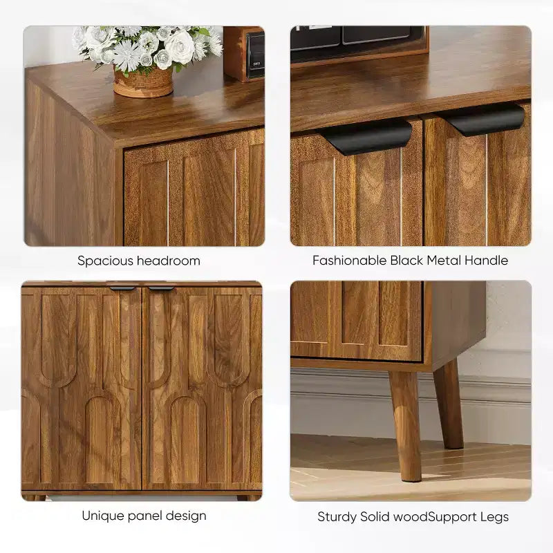Mobile Contenitore Accent Mid-Century Moderno con Ante e Ripiani, Madia Piccola per Cucina o Soggiorno, Organizzatore - Panipeachy