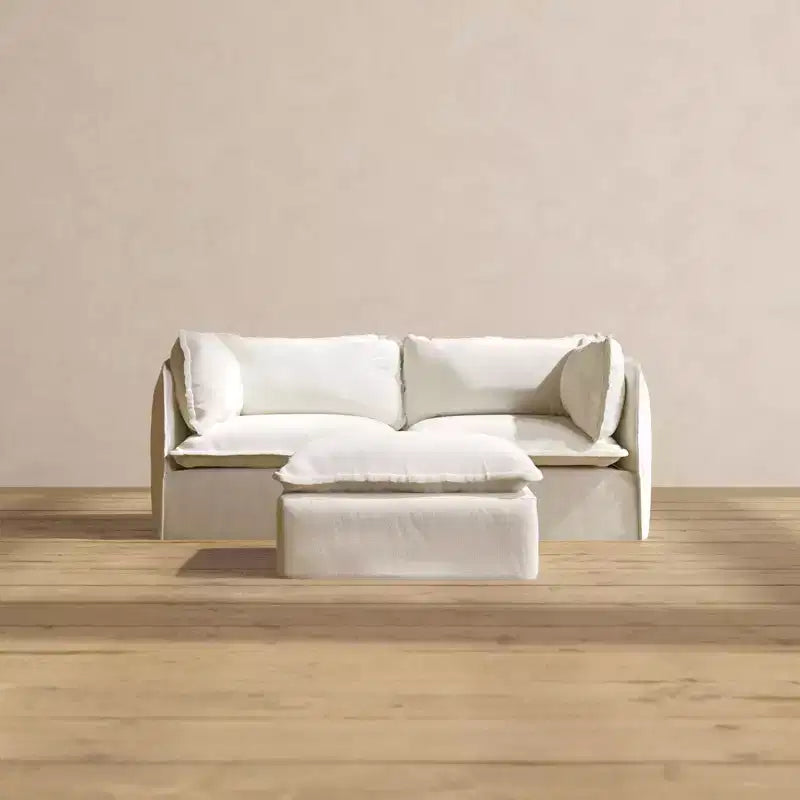 Divano a 2 Posti Modulare Lavabile Anabei + Ottomana | Seduta Deluxe+ e Cuscini Cloud