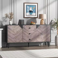 55.1 W Walnut Wood Storage Cabinet w/3 Drawers & 2 Doors, Contemporary Freestanding Storage Accent Cabinet for Living Room, Dining Room