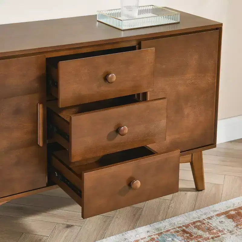 47.3 Madia Buffet Mid-Century Modern con Cassetti, Ante e Ripiani Regolabili, Mobile da Cucina per Sala da Pranzo o Soggiorno - Panipeachy
