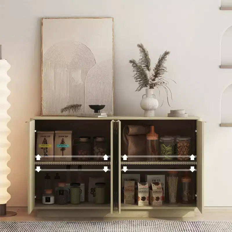 Credenza a buffet moderna con ante e ripiani regolabili, 140 cm, mobile contenitore per ingresso, sala da pranzo o soggiorno - Panipeachy
