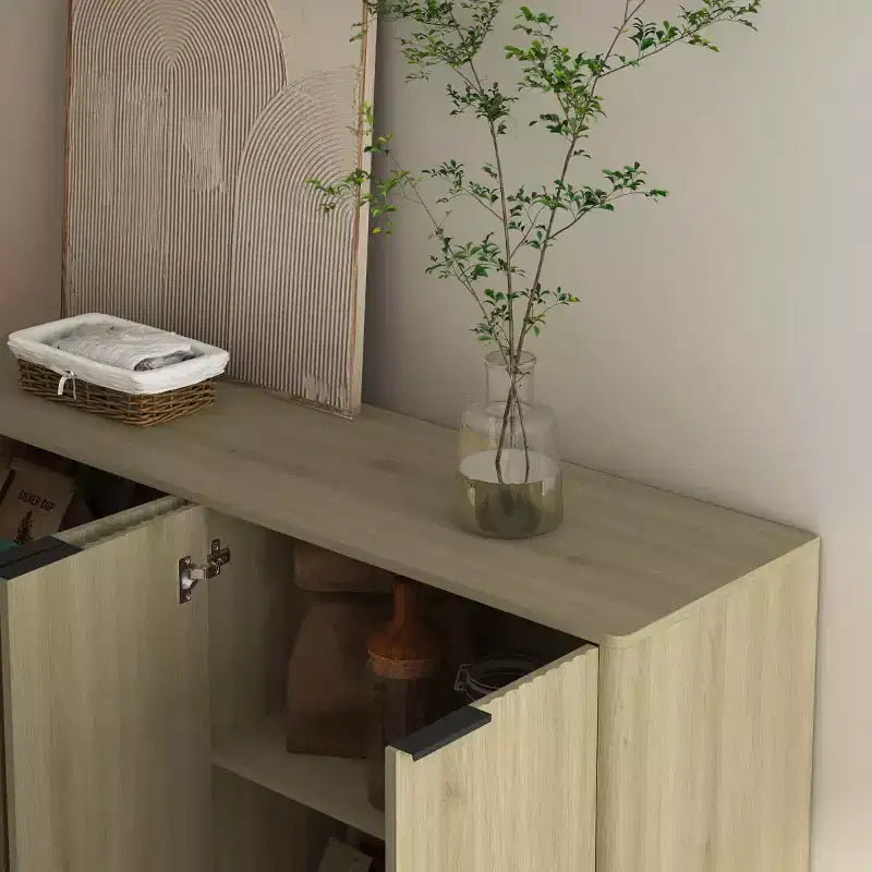 Credenza a buffet moderna con ante e ripiani regolabili, 140 cm, mobile contenitore per ingresso, sala da pranzo o soggiorno - Panipeachy