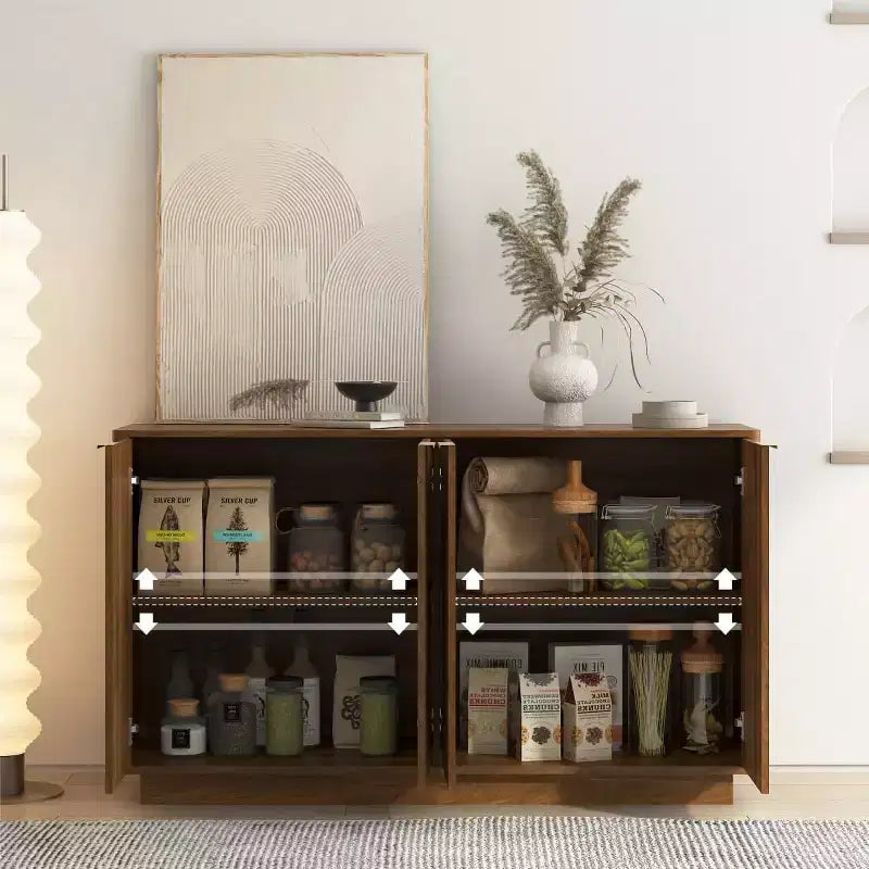 Credenza a buffet moderna con ante e ripiani regolabili, 140 cm, mobile contenitore per ingresso, sala da pranzo o soggiorno - Panipeachy