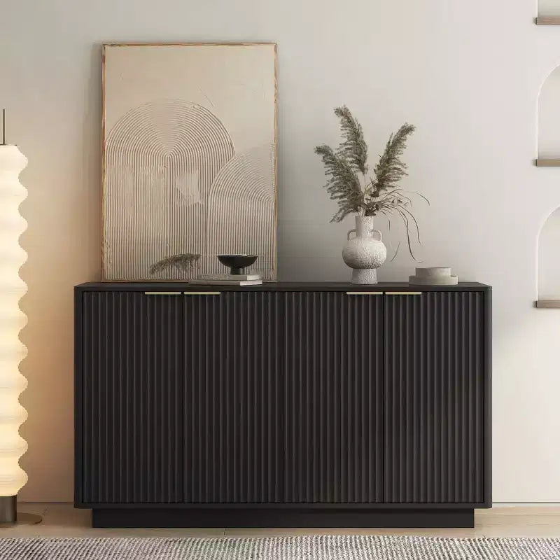 Credenza a buffet moderna con ante e ripiani regolabili, 140 cm, mobile contenitore per ingresso, sala da pranzo o soggiorno - Panipeachy