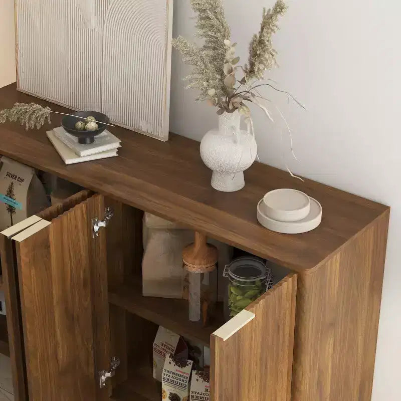 Credenza a buffet moderna con ante e ripiani regolabili, 140 cm, mobile contenitore per ingresso, sala da pranzo o soggiorno - Panipeachy