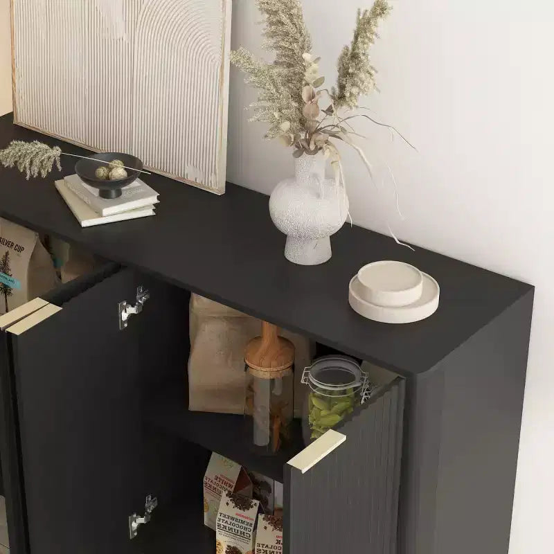 Credenza a buffet moderna con ante e ripiani regolabili, 140 cm, mobile contenitore per ingresso, sala da pranzo o soggiorno - Panipeachy
