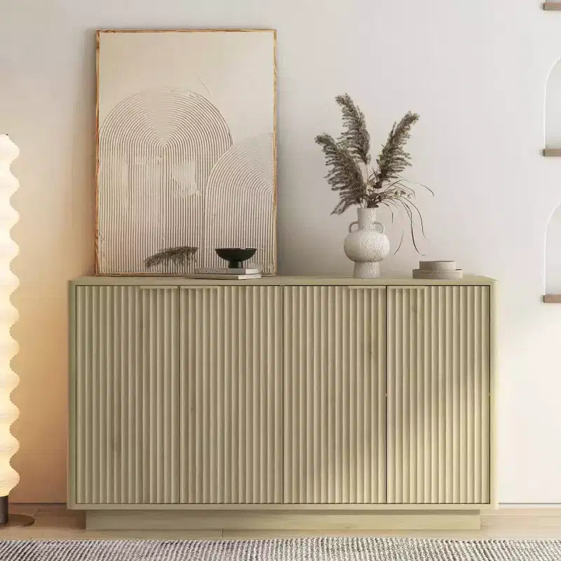 Credenza a buffet moderna con ante e ripiani regolabili, 140 cm, mobile contenitore per ingresso, sala da pranzo o soggiorno - Panipeachy