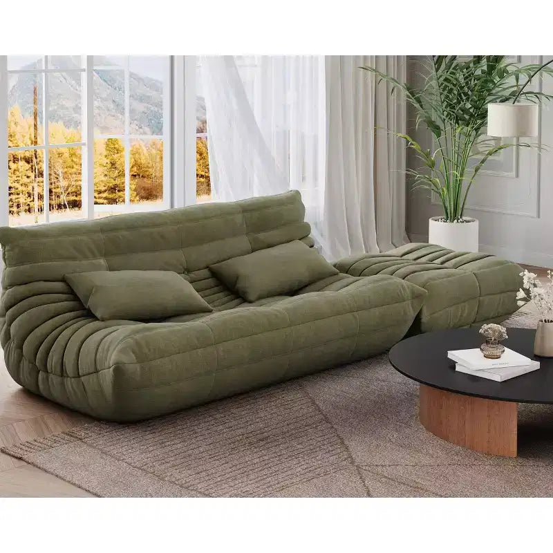 Sofa, Bean Bag Oversized Fireside Chair Two-Piece Set  Loveseat 40D High-Density Foam Faux Suede for Living Room/Bedroom/Office