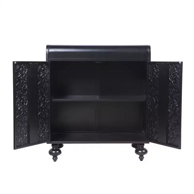Mobile decorativo artistico con 2 ante, credenza con funzione contenitore, con motivo in rilievo, adatto per ingresso, soggiorno, nero antico