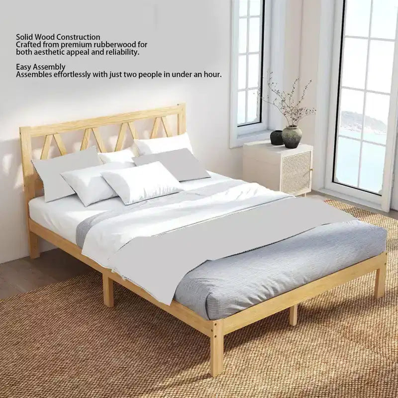 Struttura Letto Matrimoniale con Forte Capacità di Carico, Facile Montaggio, Design Minimalista in Legno per Camera da Letto