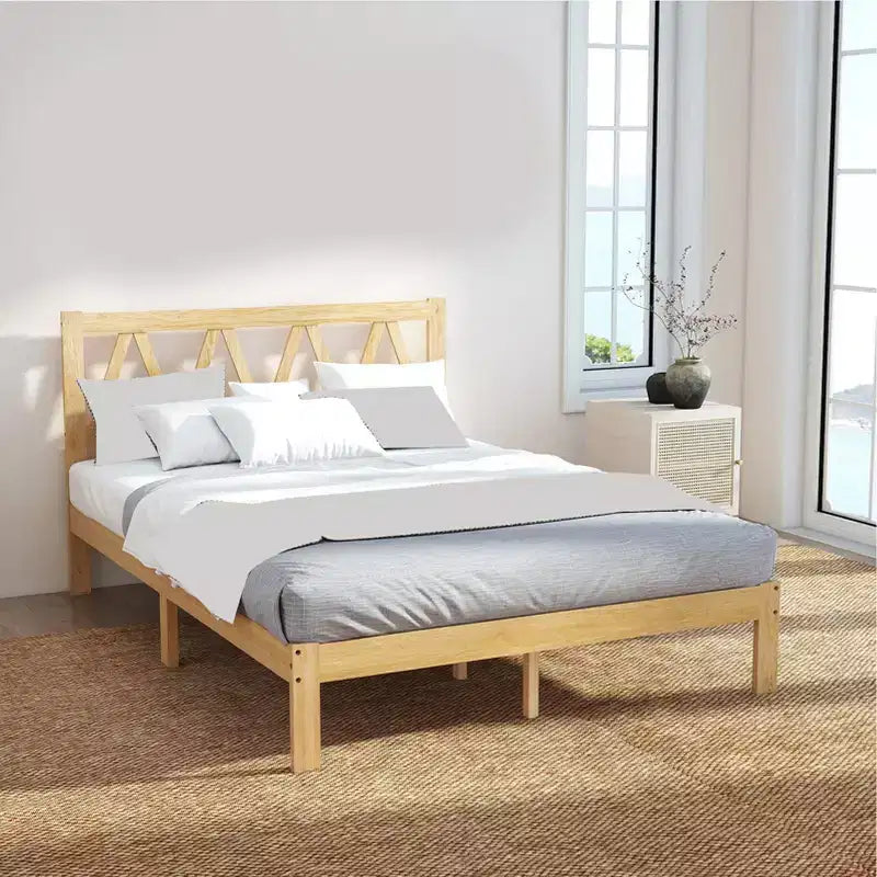 Struttura Letto Matrimoniale con Forte Capacità di Carico, Facile Montaggio, Design Minimalista in Legno per Camera da Letto