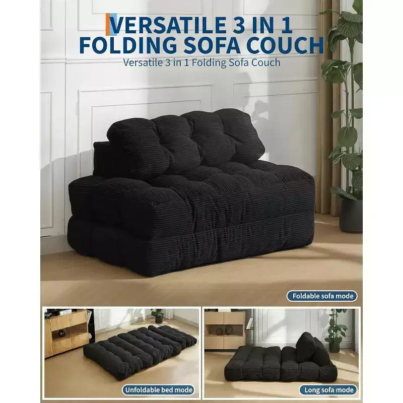 Divano letto pieghevole Acekool 3-in-1 con cuscino, sedia convertibile per soggiorno, camera da letto o ufficio, 79x52x8