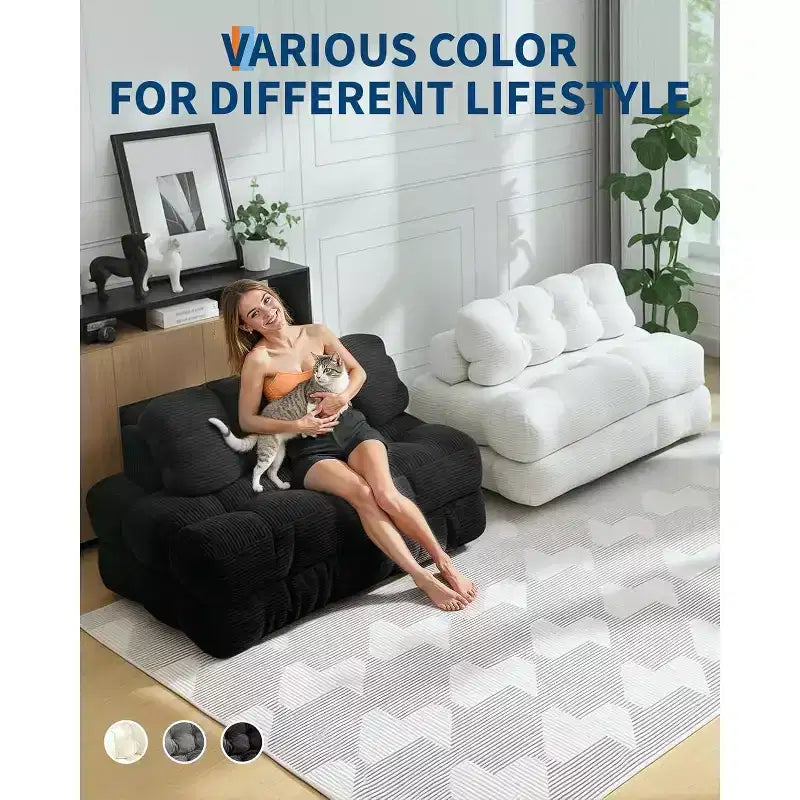 Divano letto pieghevole Acekool 3-in-1 con cuscino, sedia convertibile per soggiorno, camera da letto o ufficio, 79x52x8