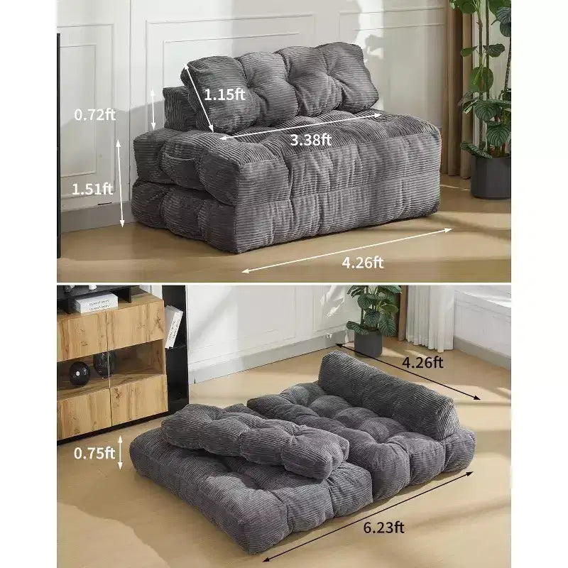 Divano letto pieghevole Acekool 3-in-1 con cuscino, sedia convertibile per soggiorno, camera da letto o ufficio, 79x52x8