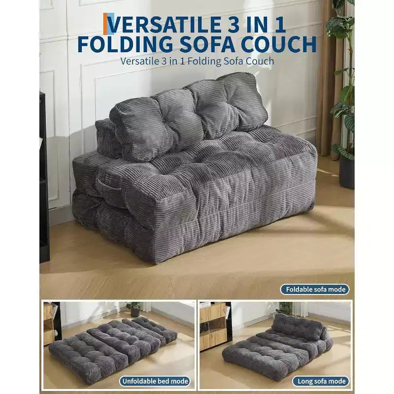 Divano letto pieghevole Acekool 3-in-1 con cuscino, sedia convertibile per soggiorno, camera da letto o ufficio, 79x52x8