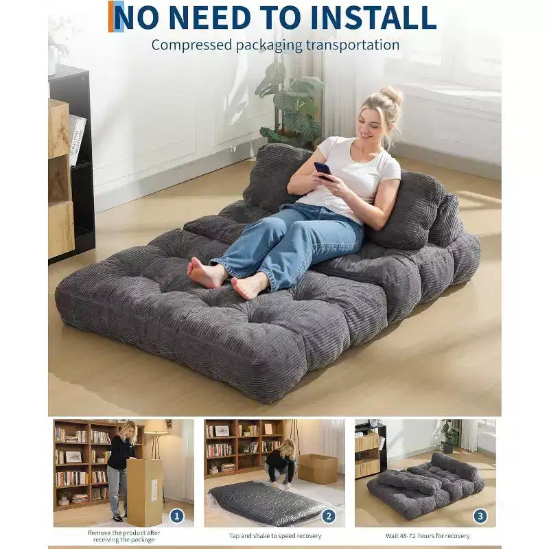 Divano letto pieghevole Acekool 3-in-1 con cuscino, sedia convertibile per soggiorno, camera da letto o ufficio, 79x52x8