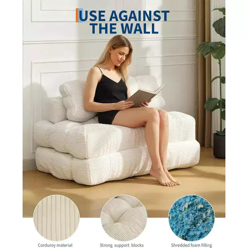 Divano letto pieghevole Acekool 3-in-1 con cuscino, sedia convertibile per soggiorno, camera da letto o ufficio, 79x52x8