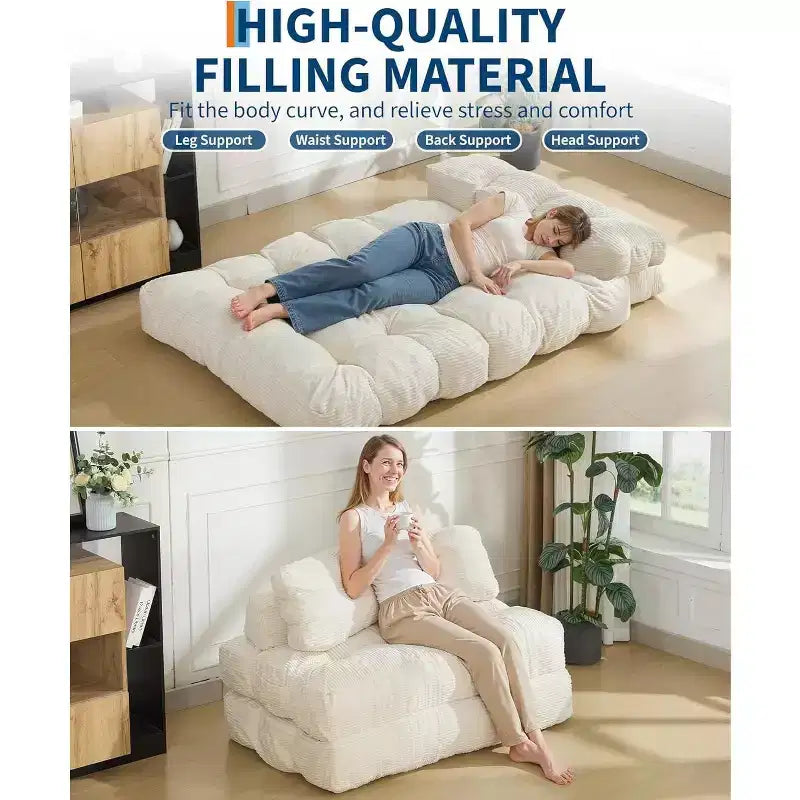 Divano letto pieghevole Acekool 3-in-1 con cuscino, sedia convertibile per soggiorno, camera da letto o ufficio, 79x52x8
