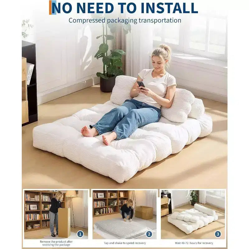 Divano letto pieghevole Acekool 3-in-1 con cuscino, sedia convertibile per soggiorno, camera da letto o ufficio, 79x52x8