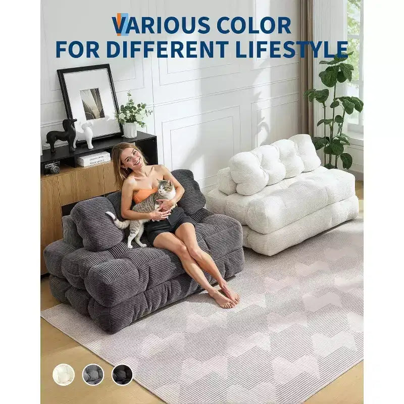 Divano letto pieghevole Acekool 3-in-1 con cuscino, sedia convertibile per soggiorno, camera da letto o ufficio, 79x52x8