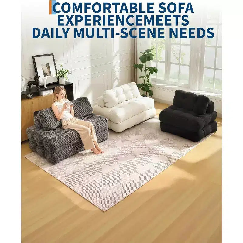 Divano letto pieghevole Acekool 3-in-1 con cuscino, sedia convertibile per soggiorno, camera da letto o ufficio, 79x52x8