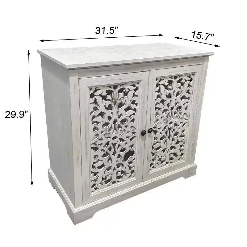 Meuble de Rangement de Cuisine avec 2 Portes Sculptées et CreusesBuffet, Table Console, Meuble Bar d'Appoint pour Salle à Manger ou Salon