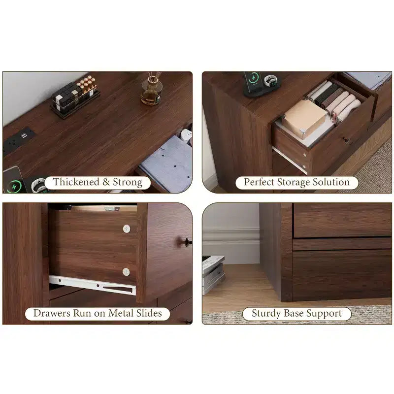 Cassettiera a 12 cassetti per camera da letto, cassettiera TV moderna da 155 cm con stazione di ricarica, cassettiera grande in legno per cameretta, armadio, soggiorno