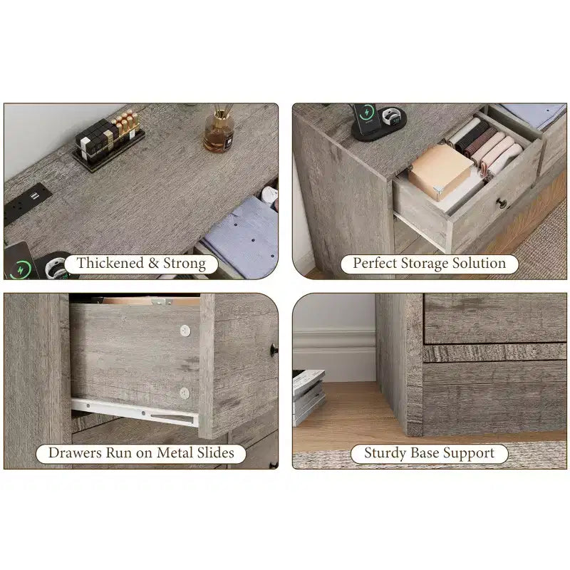 Cassettiera a 12 cassetti per camera da letto, cassettiera TV moderna da 155 cm con stazione di ricarica, cassettiera grande in legno per cameretta, armadio, soggiorno