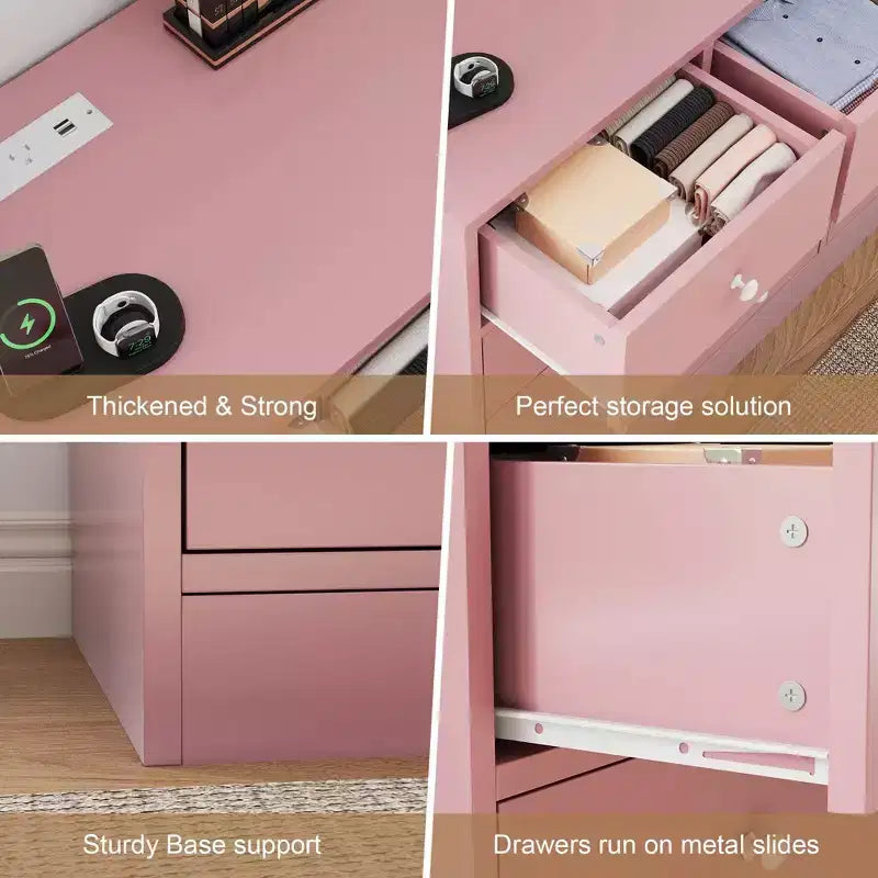 Cassettiera a 12 cassetti per camera da letto, cassettiera TV moderna da 155 cm con stazione di ricarica, cassettiera grande in legno per cameretta, armadio, soggiorno