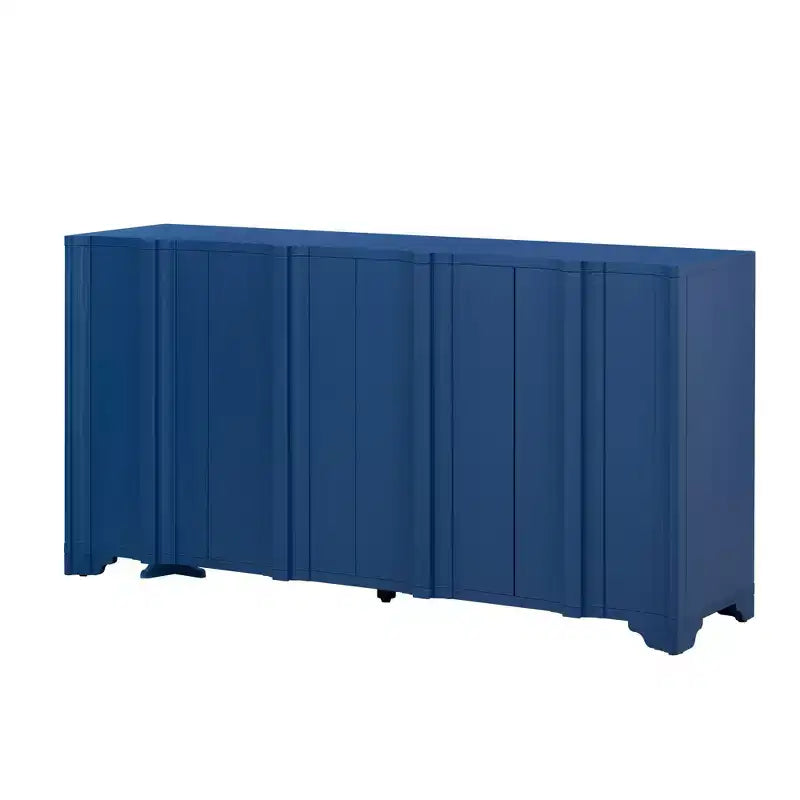 Credenza a 4 ante, mobiletto d'ingresso in legno massello con elementi di design in multistrato di pino impiallacciato