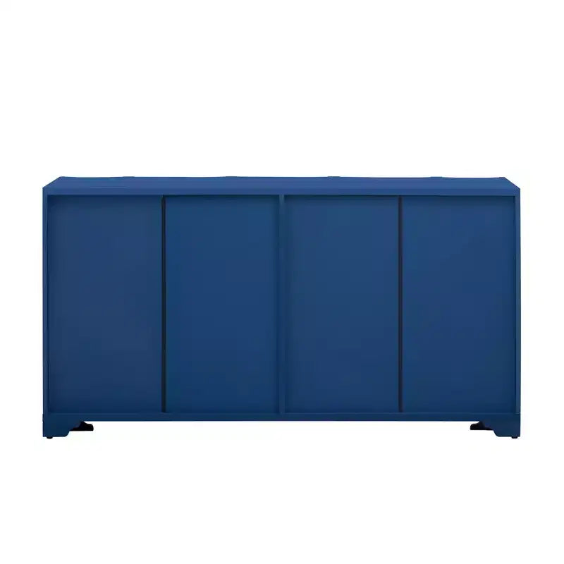 Credenza a 4 ante, mobiletto d'ingresso in legno massello con elementi di design in multistrato di pino impiallacciato