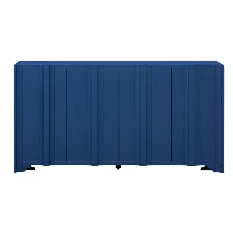 Credenza a 4 ante, mobiletto d'ingresso in legno massello con elementi di design in multistrato di pino impiallacciato