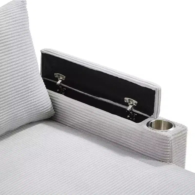 Divano Letto Componibile con Chaise Longue Contenitore, Divano Letto a Sezione a U, Divano Cloud Moderno per Soggiorno o Camera da Letto-Panipeachy