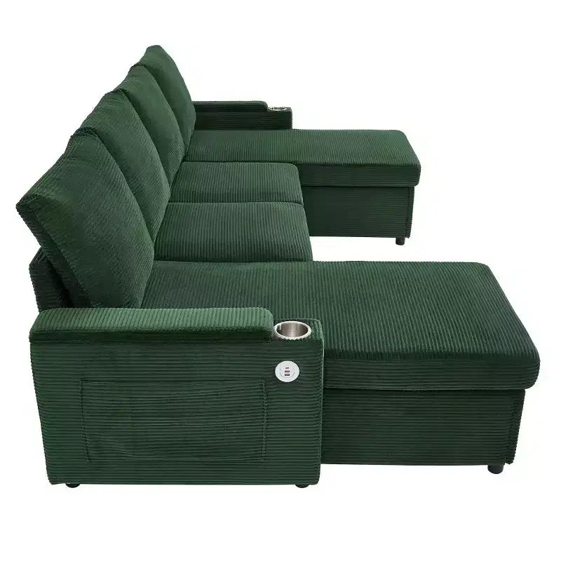 Divano Letto Componibile con Chaise Longue Contenitore, Divano Letto a Sezione a U, Divano Cloud Moderno per Soggiorno o Camera da Letto-Panipeachy