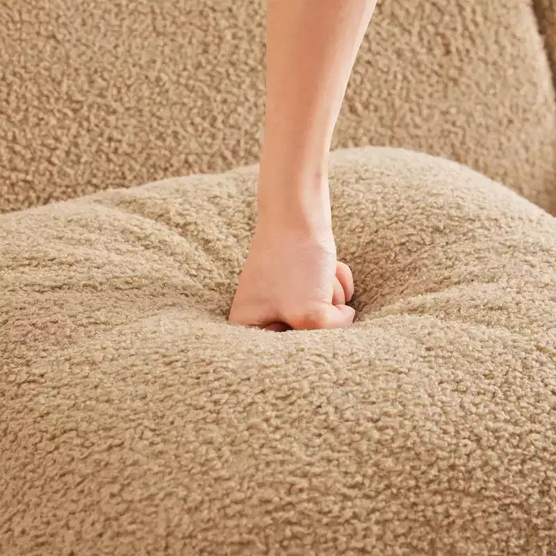 Divano Sezionale Modulare Moderno con Bracciolo Curvo, Divano Cloud a 3 Posti con Seduta Profonda in Tessuto Teddy per Soggiorno e Camera da Letto, Nessun Montaggio-Panipeachy
