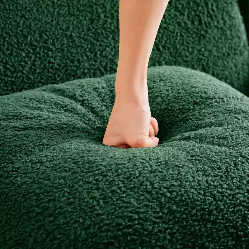 Divano Sezionale Modulare Moderno con Bracciolo Curvo, Divano Cloud a 3 Posti con Seduta Profonda in Tessuto Teddy per Soggiorno e Camera da Letto, Nessun Montaggio-Panipeachy